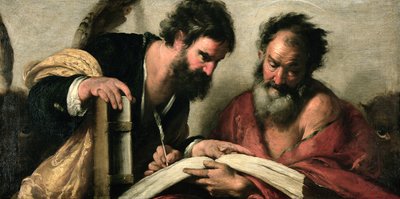 Saints John the Evangelist and Mark discussing their Writings by Bernardo Strozzi
